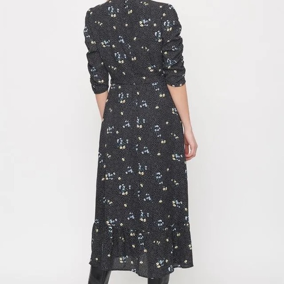 BLACK FLORAL MAXI WRAP DRESS SIZE XS - Picture 6 of 6